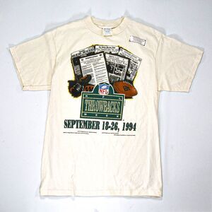 Vintage 90s NFL Throwbacks Week Newspaper T-Shirt - L